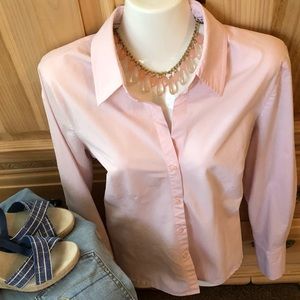Worthington Stretch Pink Long Sleeve Blouse